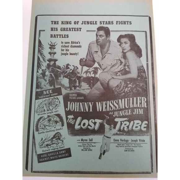 Jungle Jim The Lost Tribe Johnny Weissmuller Movie Poster 1951 Original Vintage - Picture 6 of 6